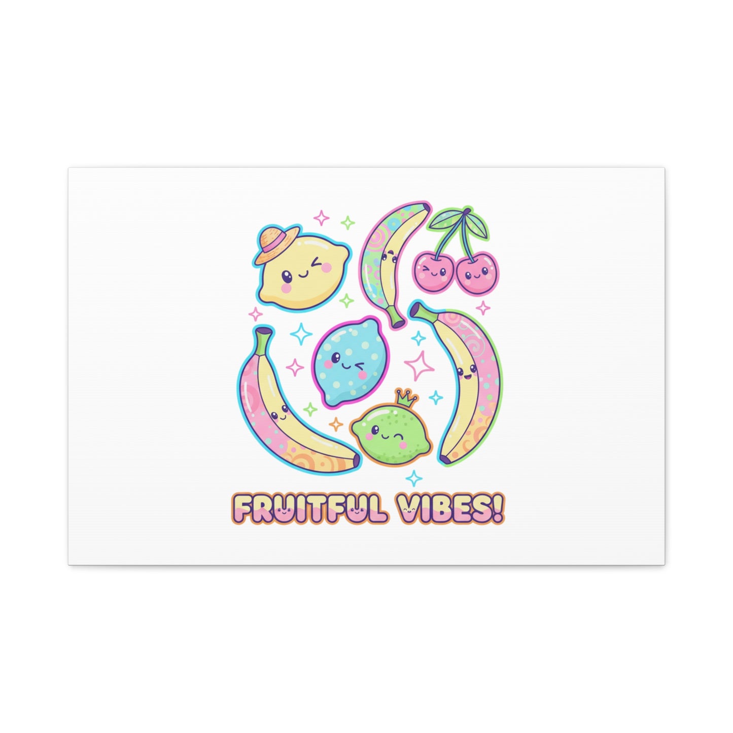 Fruitful Vibes Canvas, Pop Fruit Print | Banana Cherry Citrus Art
