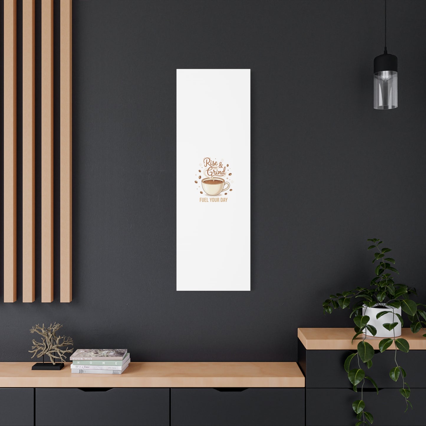Rise & Grind Fuel Your Day Canvas, Coffee Caffeine Decor | Espresso Joke, Cafe Art