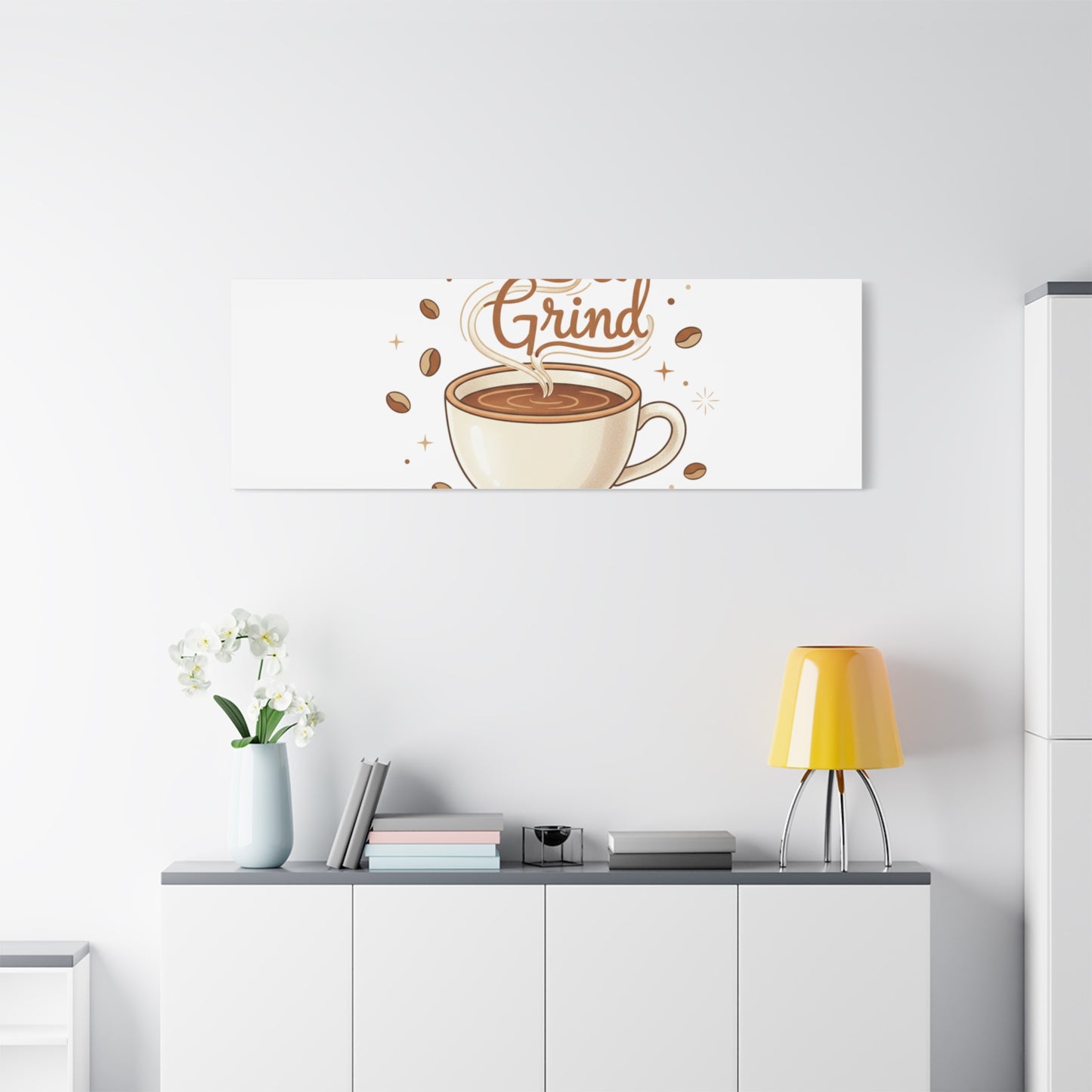 Rise & Grind Fuel Your Day Canvas, Coffee Caffeine Decor | Espresso Joke, Cafe Art