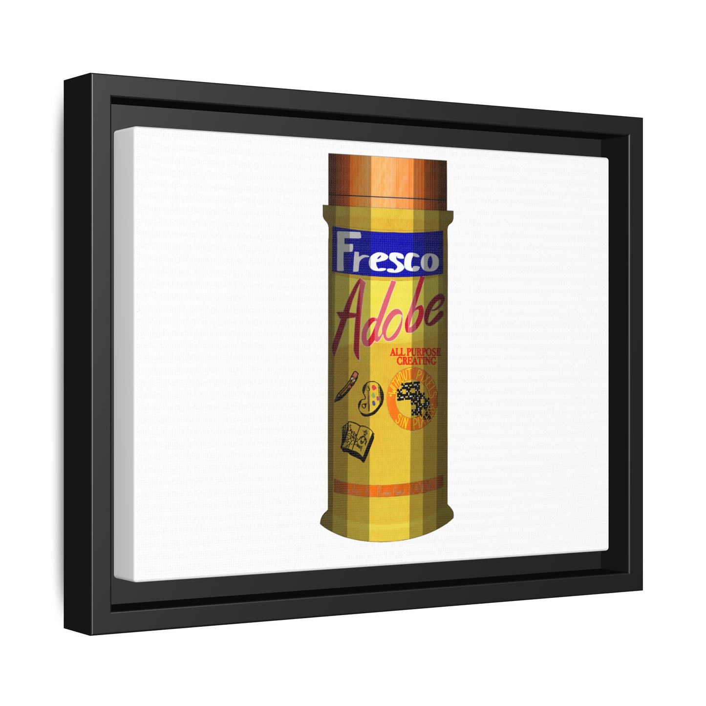 Framed Matte Canvas Print – Vintage 'Fresco Adobe' Can Artwork