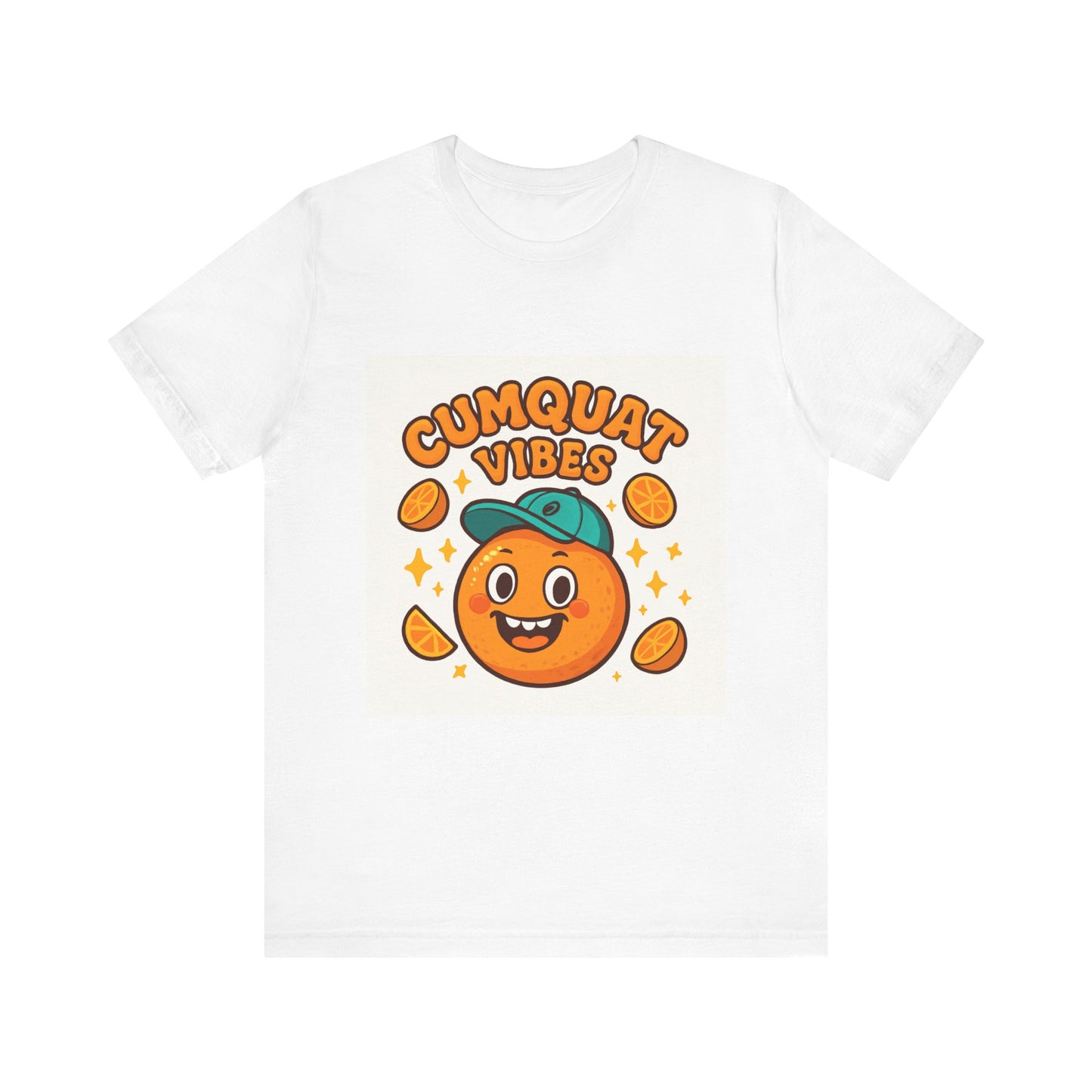 Citrus Cartoon Tee — "Cumquat Vibes" Funny Fruit Graphic T-Shirt