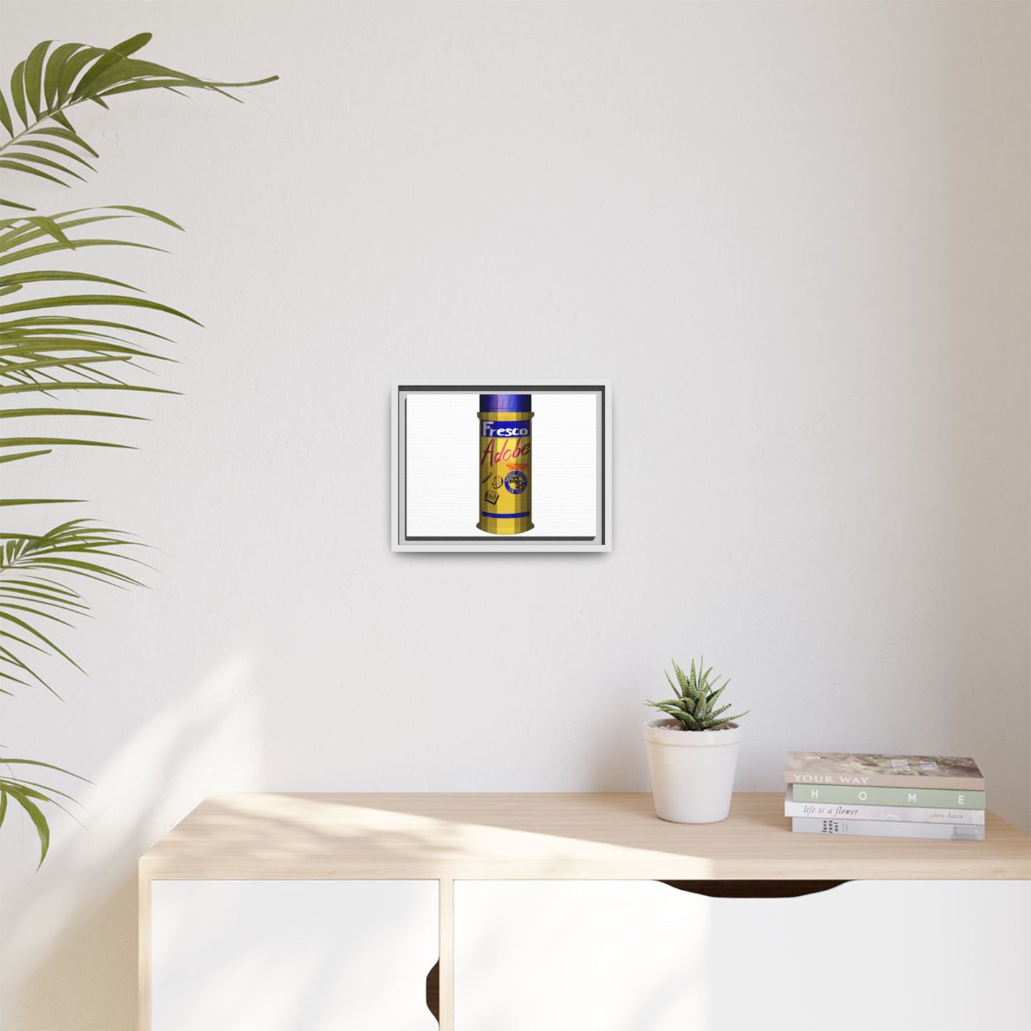 Framed Matte Canvas Print — Vintage 'Fresco Adobe' Can Pop Art