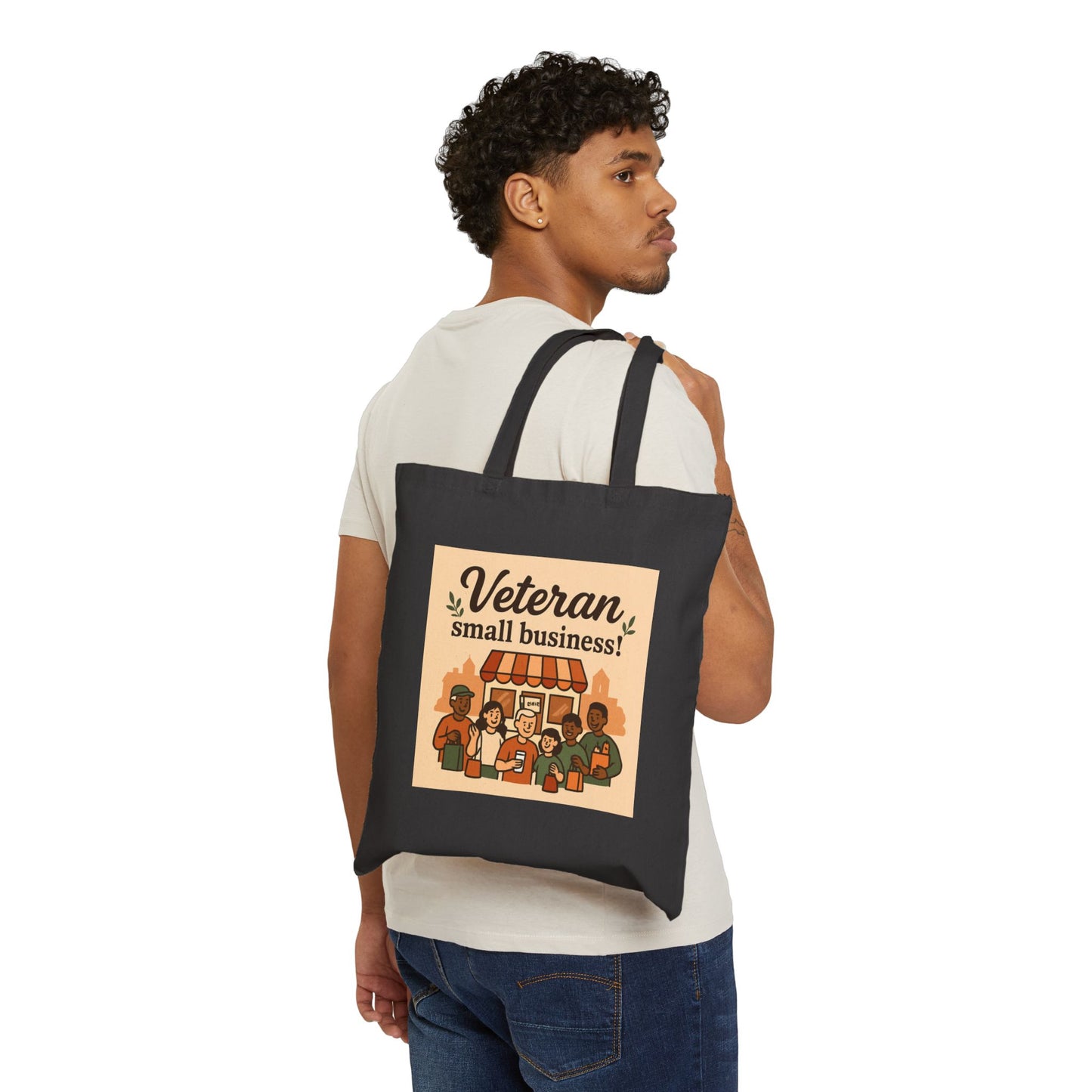 Veteran Small Business Canvas Tote Bag — Support Veteran-Owned Shops Market Tote