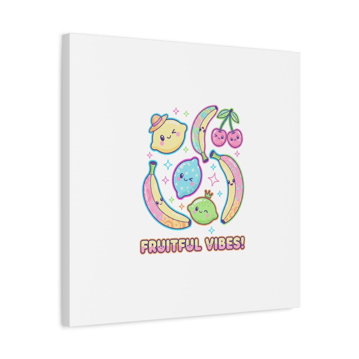 Fruitful Vibes Canvas, Pop Fruit Print | Banana Cherry Citrus Art