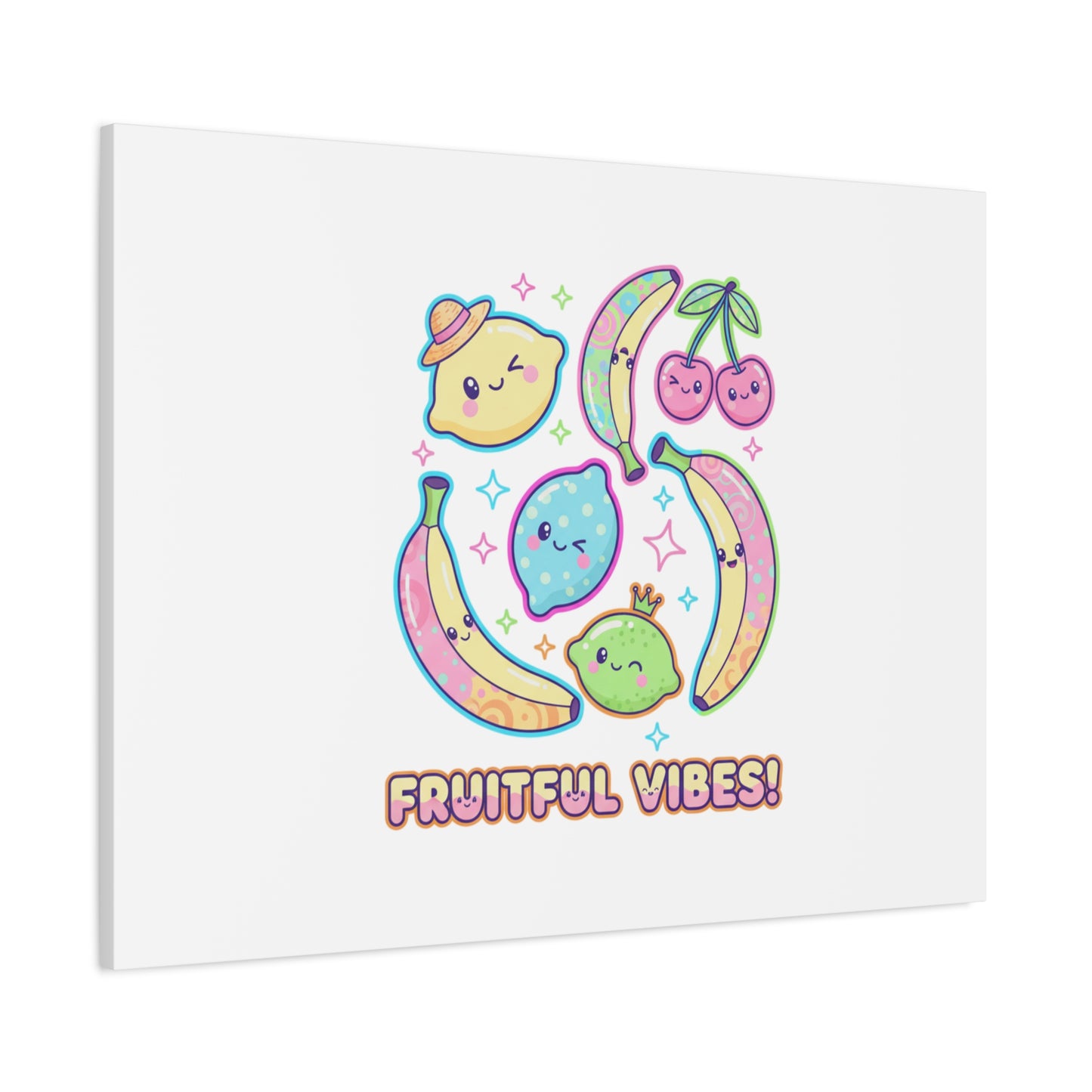 Fruitful Vibes Canvas, Pop Fruit Print | Banana Cherry Citrus Art