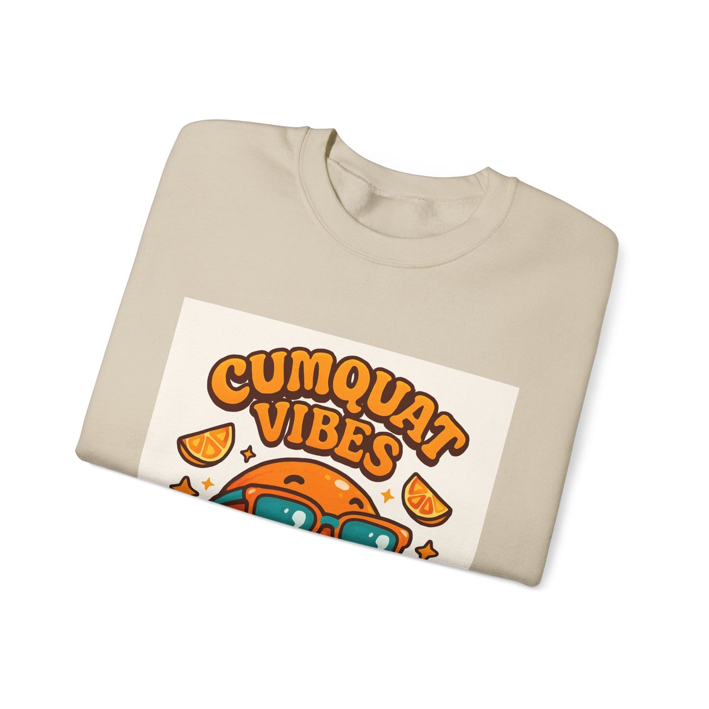 Sweatshirt — "Cumquat Vibes" Cute Sunglasses Orange Graphic Crewneck