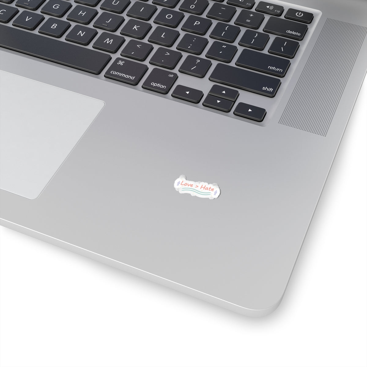 Love > Hate Kiss-Cut Sticker | minimal vibes slogan, casual mood decal