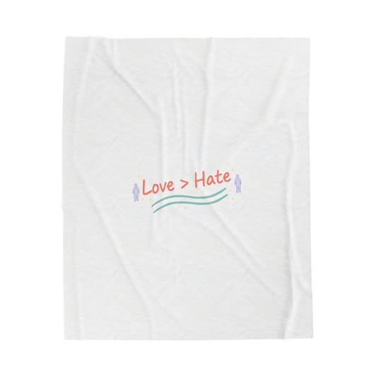 Love > Hate Blanket | Minimal vibes slogan, casual pastel typography