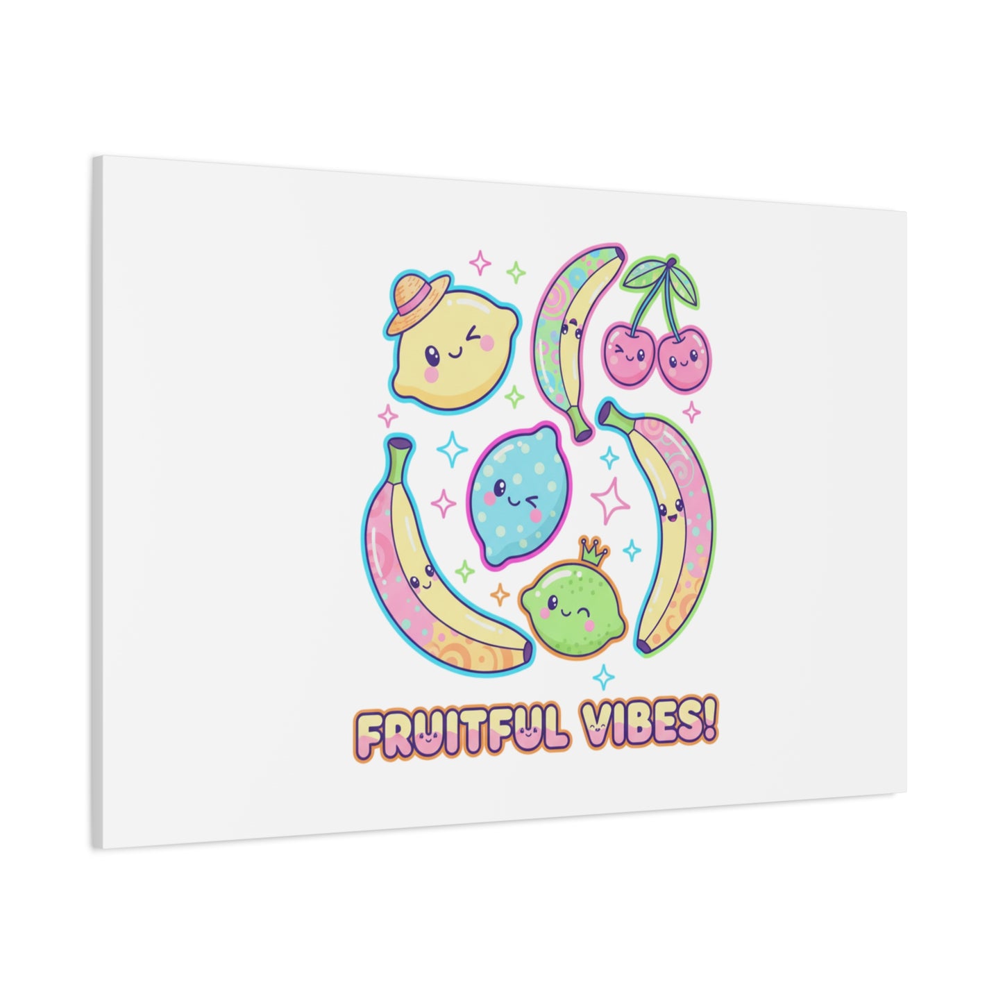 Fruitful Vibes Canvas, Pop Fruit Print | Banana Cherry Citrus Art