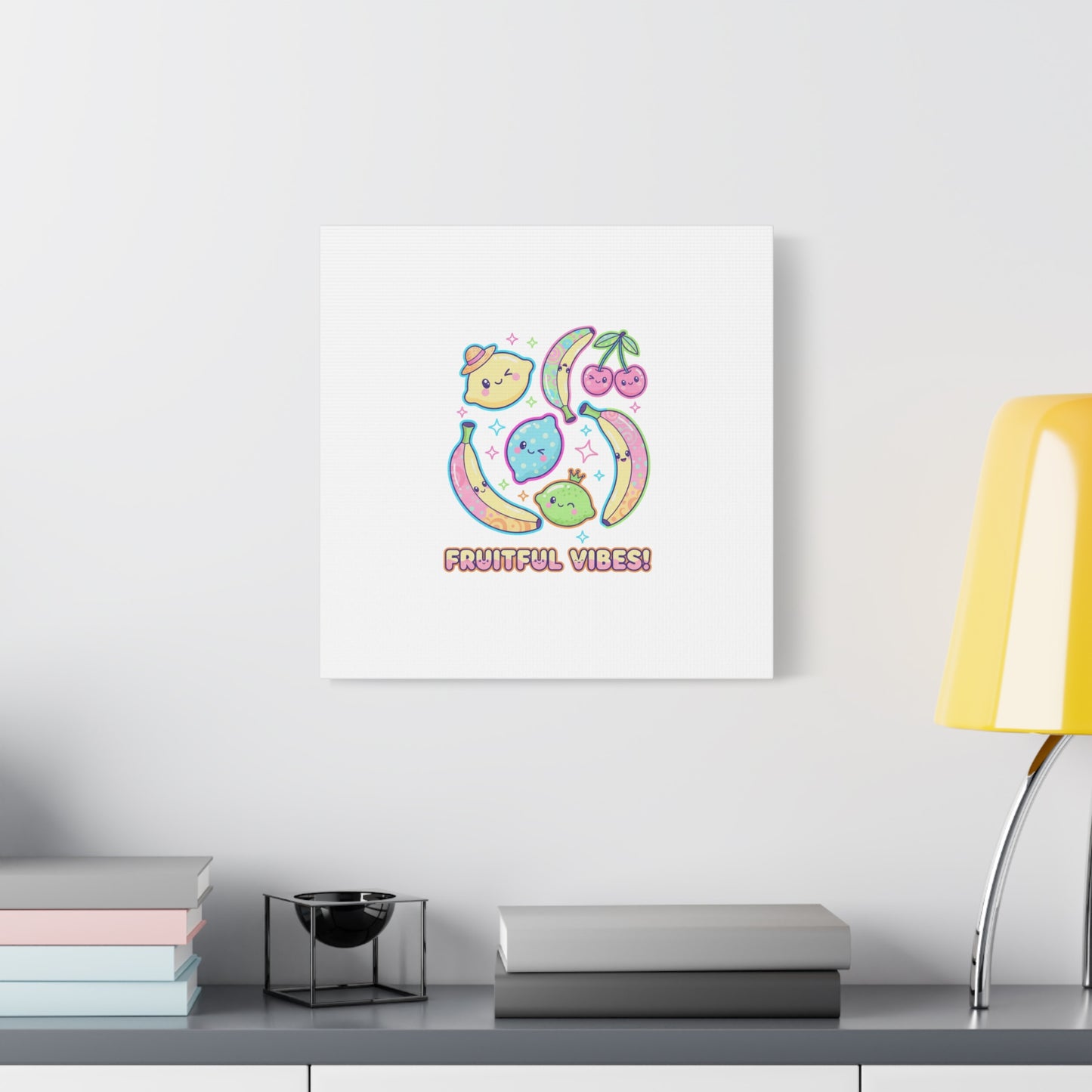 Fruitful Vibes Canvas, Pop Fruit Print | Banana Cherry Citrus Art
