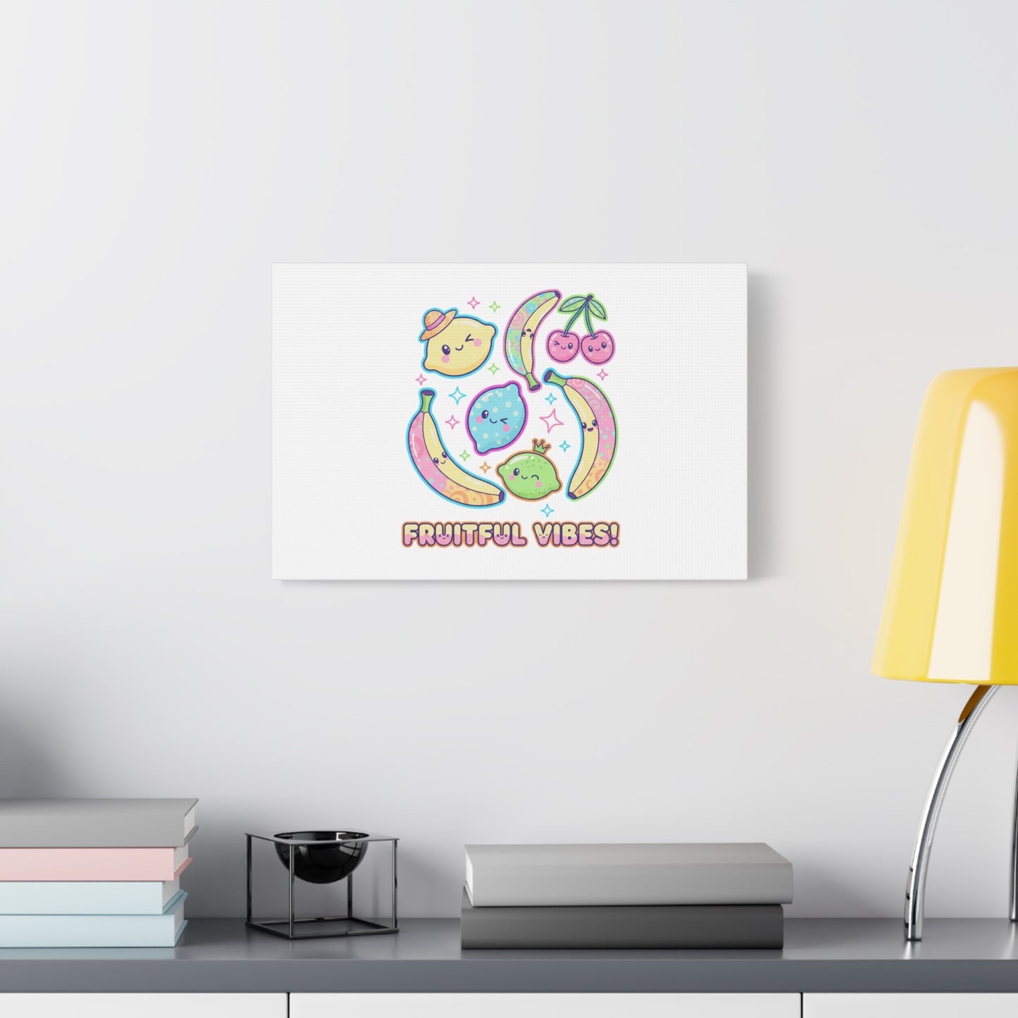 Fruitful Vibes Canvas, Pop Fruit Print | Banana Cherry Citrus Art