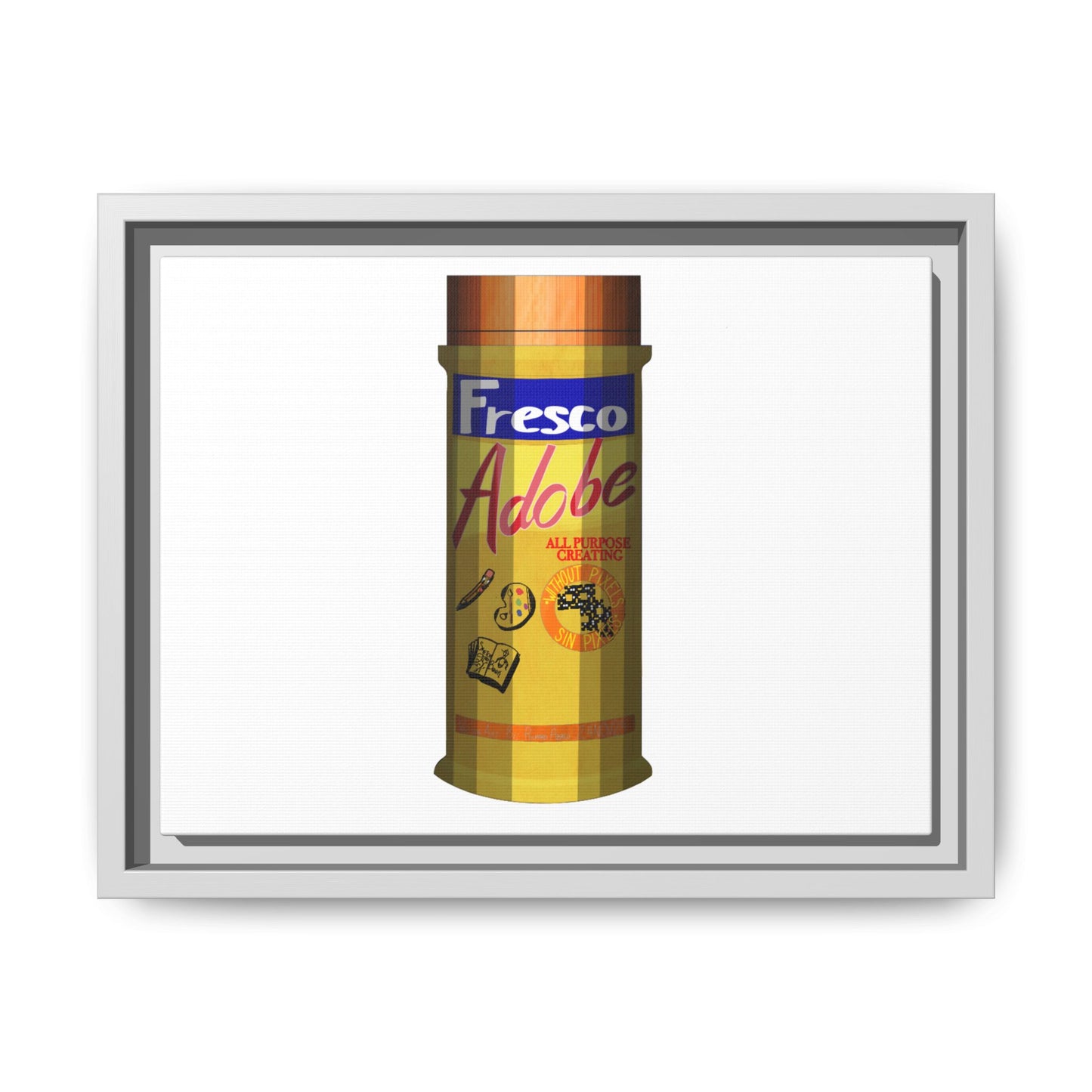 Framed Matte Canvas Print – Vintage 'Fresco Adobe' Can Artwork